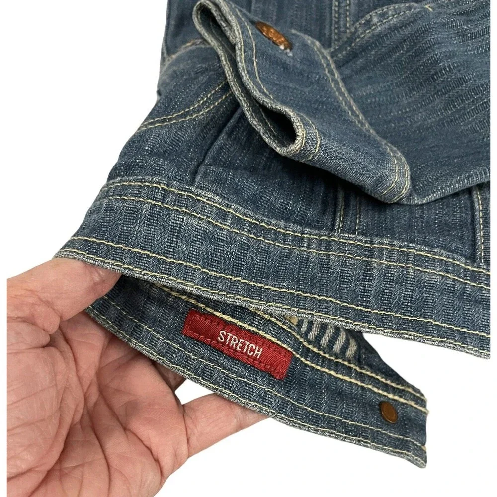 GUESS PREMIUM DENIM Womens Jacket Size Small Distressed Ripped Washed Cotton - Picture 7 of 8